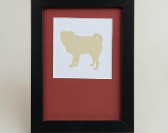 pug print - profile with no collar; matted to 5x7