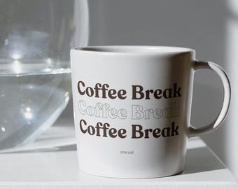 Coffee Break Mug – Minimalist Ceramic Mug | Coffee Gift Idea, Aesthetic Mug, Modern Design Mug – Mwasi Permanent Collection.