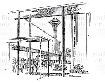 Opera House - Architectural Rendering - Seattle Worlds Fair 1962 - Reproduction