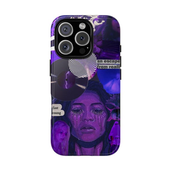 Euphoria Aesthetic Phone Case,sad Grunge Collage, Purple Mood