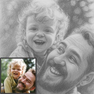 Personalisiertes Holzkohle Portrait vom Foto | Personalisierte Bleistift-Skizzen-Zeichnung | Digitales Familienporträt Geschenk | Einzigartiges Foto-Kunst-Gemälde | Kus