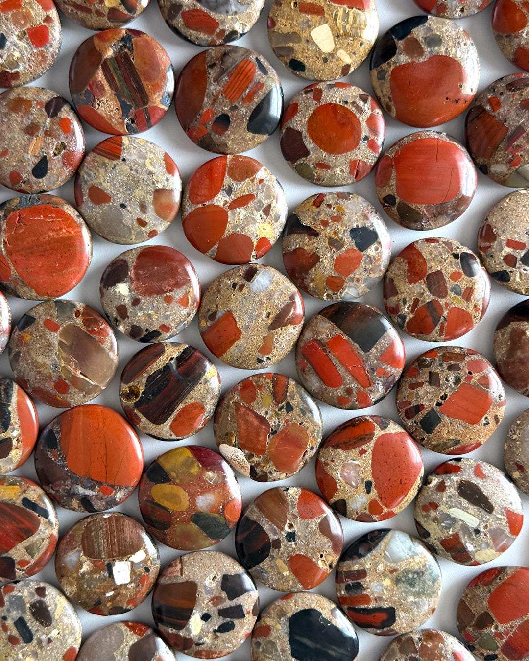 Red Jasper Conglomerate Coin | Mini Palm Stone | Pudding Stone ...