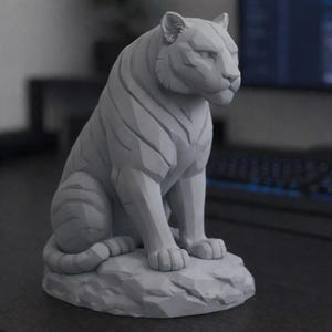 Tiger Statue 3D Model STL File | Majestic Jungle Predator Sculpture for Home (Digital Download)