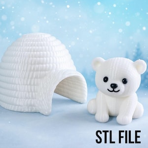 Crochet Style Igloo and Polar Bear 3D Model STL File | Christmas Decor (Digital Download)