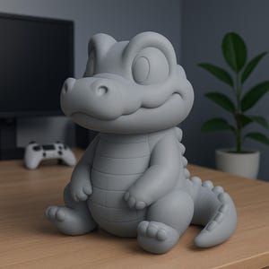 Adorable modelo 3D de cocodrilo/caimán (archivo STL) / Figura para el hogar/oficina (descarga digital)