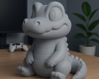 Fichier STL modèle 3D crocodile/alligator adorable | Figurine pour la maison/le bureau (téléchargement numérique)