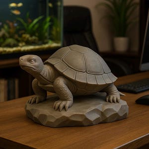 Turtle Statue 3D Model STL File | Gentle Reptilian Sculpture for Home (Digital Download)