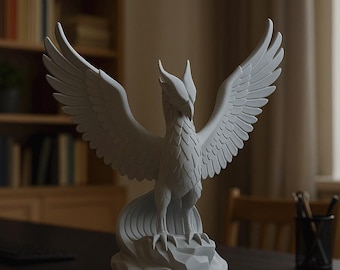 Phoenix Statue 3D Model STL File | Majestic Fantasy Sculpture for Home/Office (Digital Download)