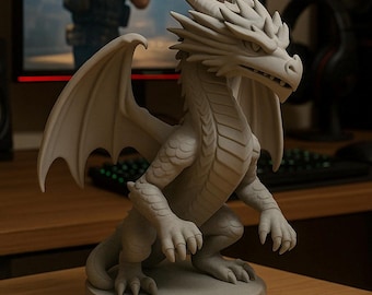 Dragon Statue 3D Model STL File | Majestic Fantasy Sculpture for Home/Office (Digital Download)