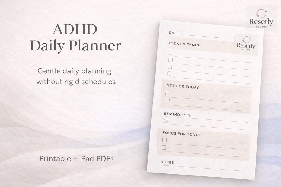 ADHD Daily Planner Printable + iPad PDF | Simple Routine Planner ...