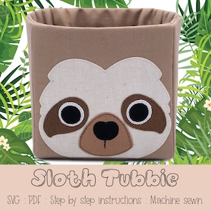 Sloth Tubbie storage box PDF SVG sewing pattern
