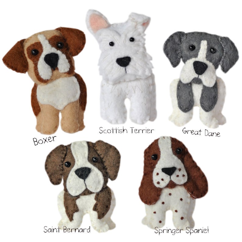 digital pdf sewing pattern tutorial for wool felt hand sewn dog set 2