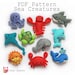 Sea Creatures felt softies pdf pattern, sew sweet, instant download, crab, dolphin, fish, wool felt, sewing, sew your own, template, mobile