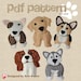 cute plush Dogs sewing patterns set One - pdf PATTERN, sew your own, wool felt, corgi, bull terrier, malamute, labrador, cavalier king