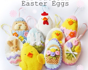 Easter Eggs set one PDF pattern, instant download, sew your own, diy, sewing project, template, wool felt