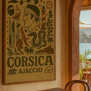 Corsica France Vintage Travel Poster - Retro Mediterranean Island Wall Art Print, French Coastal Home Decor