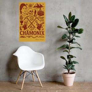 Chamonix Mont Blanc France Vintage Travel Poster - Retro French Alps Wall Art Print, Mountain Ski Resort Decor