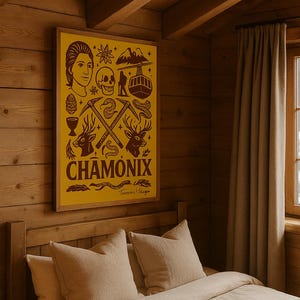 Chamonix Mont Blanc France Vintage Travel Poster - Retro French Alps Wall Art Print, Mountain Ski Resort Decor