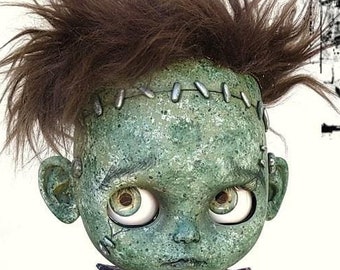 GREEN FRANKIE Frankenstein boy Blythe custom doll ooak by Antique Shop Dolls