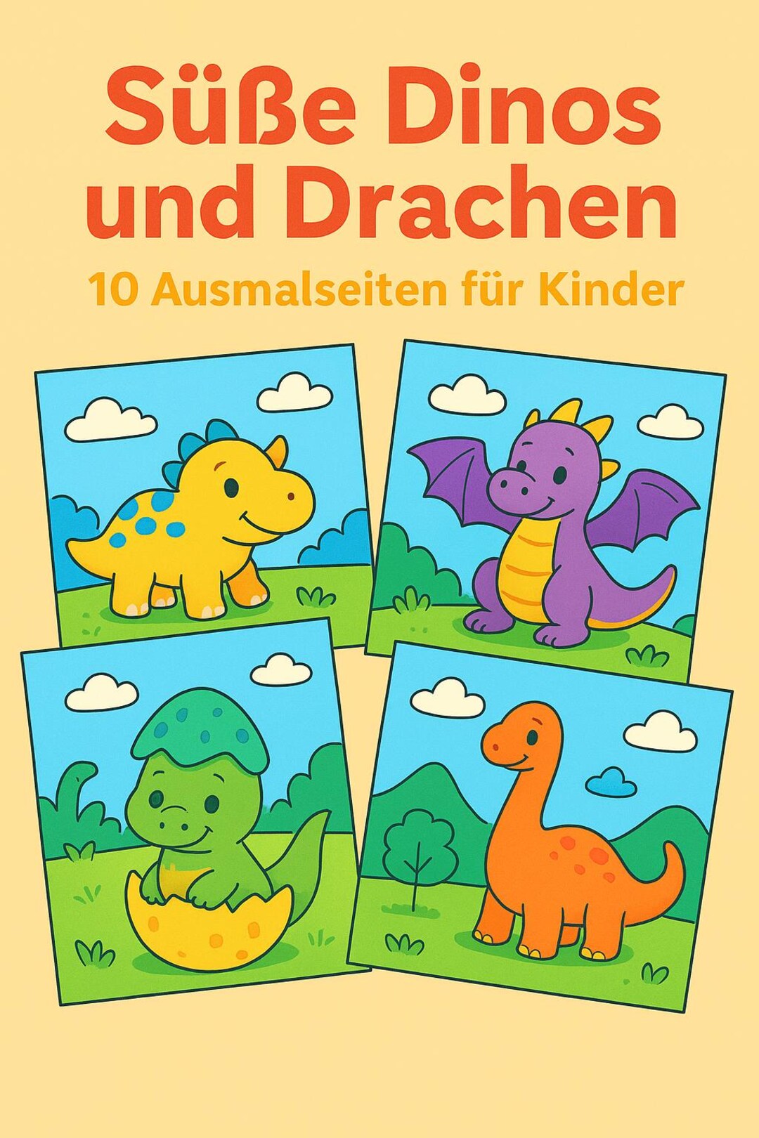 Dinosaur & Dragon Coloring Pages – 10 PDF Pages | Cute Coloring Pages ...