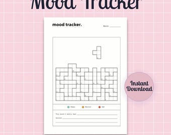 Tetris Mood Tracker Printable: Daily Wellness Journal (PDF)