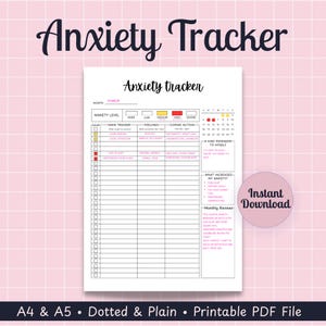 Månatlig utskrivbar journal för ångestspårning: Triggerspårare, migränlogg, veckovis och daglig reflektion