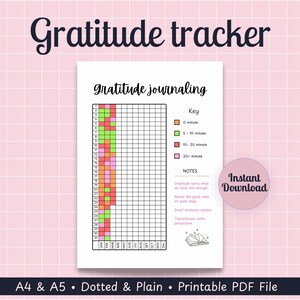Diario della gratitudine stampabile: foglio di lavoro sulla gratitudine, meditazione quotidiana, diario sulla salute mentale - Anno in pixel