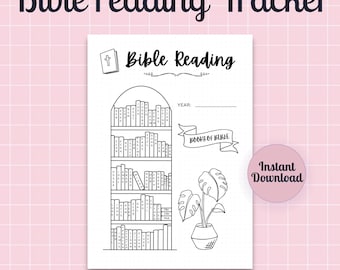 Bible Bookshelf Coloring Printable - Bible Reading Tracker - Scripture reading - Faith Planner