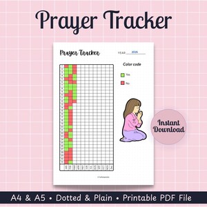Gebets-Tracker Printable Journal Seite | Tägliches Gebets-Tagebuch | Glaube & spirituelle Kalender | Jahresübersicht