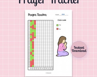 Prayer Tracker Printable Journal Page | Daily Prayer Log | Faith & Spiritual Planner | Yearly Overview