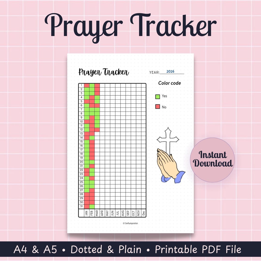 Prayer Tracker Printable Journal Page for Daily Prayer Tracker & Year ...