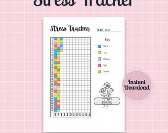 Anxiety & Stress Tracker Printable | Mental Health Journal Page | Daily Mood and Wellness Tracker