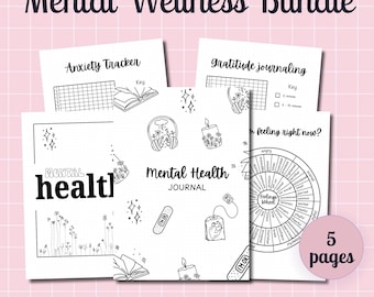 Mental Wellness Journal Printable: Anxiety & Self Care Tracker, Wellness Planner Bundle - A4 and A5 PDF | Digital Download