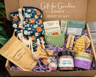 Regalo para amantes de la jardinería, caja de regalo de jardinería única, regalo para mamá, cesta de regalo de primavera, regalo de cumpleaños para ella.