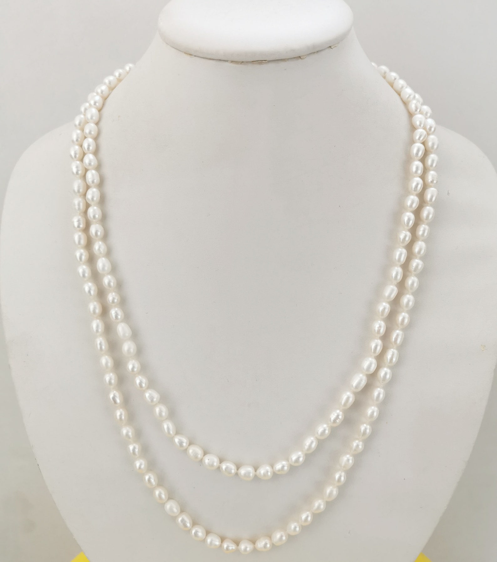 48 Inch Long White Rice Freshwater Pearls Rope Necklace - Etsy