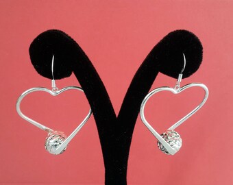 Sterling Silver Heart Dangle Earrings