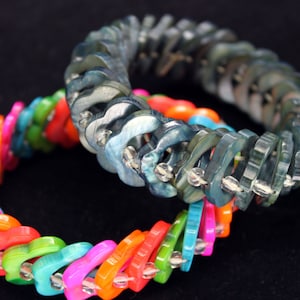 Multicolor Sea Shell Stretch Bracelets, Handmade Sea Shell Stretch Bracelets