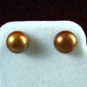 Genuine Brown Freshwater Pearl Earring Studs 8-8.5mm