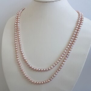 48 Inch Long Genuine Mauve Rondelle Freshwater Pearl Rope Necklace - Etsy