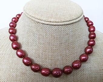 Beautiful Large Red Freshwater Pearl Necklace