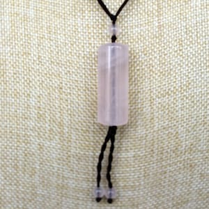 Long Adjustable Rose Quartz Cylinder Pendant Necklace