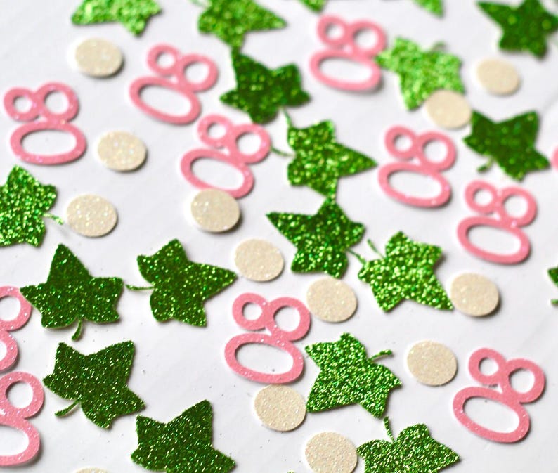 Pink and Green Sorority Confetti, Pretty Girl Chapter Confetti ...