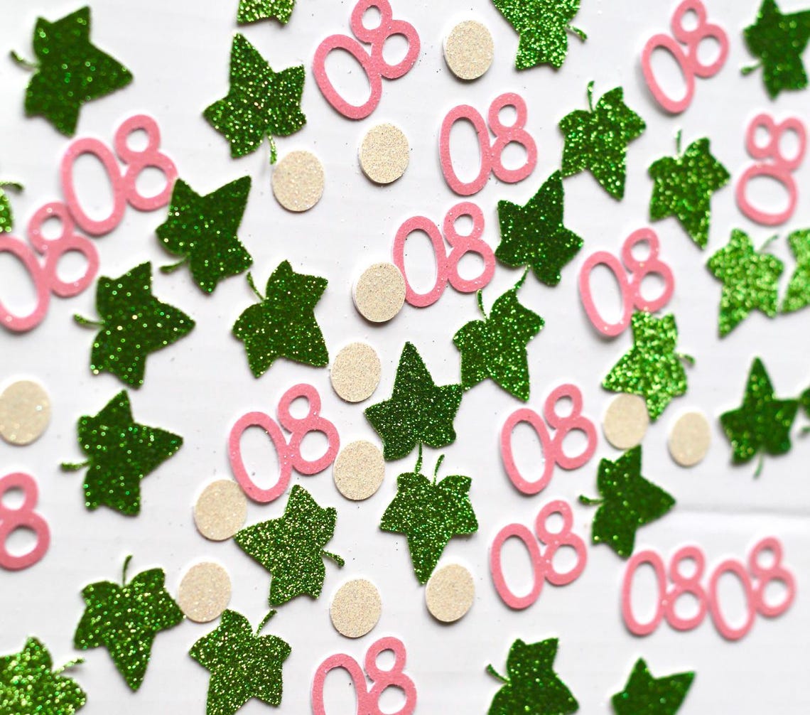 Pink and Green Sorority Confetti, Pretty Girl Chapter Confetti ...