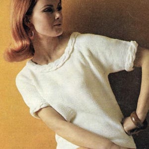 Vintage 1950s Cable Border Knit Top Pattern PDF | Raglan Blouse | Continental Stitch | 34-38" Bust | Instant Download