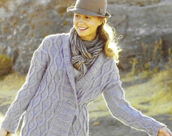 Grobstrick Jacke Muster PDF | Einfache Aran Wolle Strickjacke | Lang oder Kurz | Größen S-XL | Sofort Download