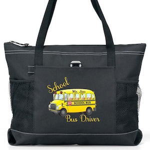 Personalized School Bus Driver Tote Bag
