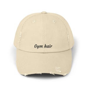 Cute Gym Hair Cap- Distressed Embroidered Unisex Hat Weightlifters Retro Hat Workout Cap Gym Enthusiast