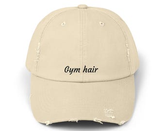 Vintage Gym Hair hat: Embroidered Distressed Cotton Twill Unisex Hat
