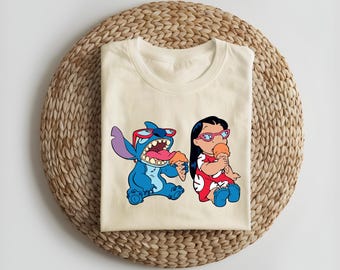 Lilo and Stitch Eating Ice cream Shirt, Disney Lilo And Stitch Shirt, Funny Stitch Shirt, Family Disney Lilo And Stitch Shirt, Cool Shirt