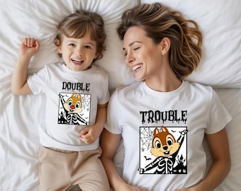 Disney Chip N Dale Skeleton Halloween Shirt, Chip N Dale Double Trouble Shirt, Mickey's Not So Scary Halloween Party Shirt, Spooky Shirt